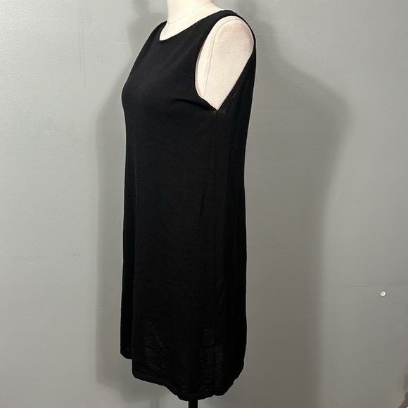 Eileen Fisher Black Italian Wool Yarn Sleeveless Midi Crew Neck Dress size M - Picture 3 of 15